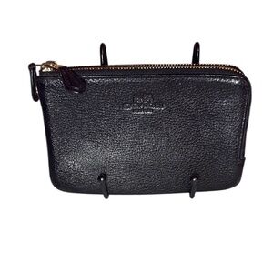 Coach Double Zip Black Leather Wristlet F66505 | EUC, No Strap